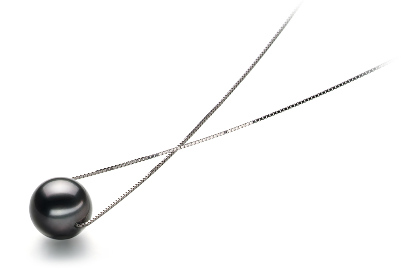 Anhänger mit schwarzen, 9-10mm großen Tihitianischen Perlen in AA-Qualität , Christina