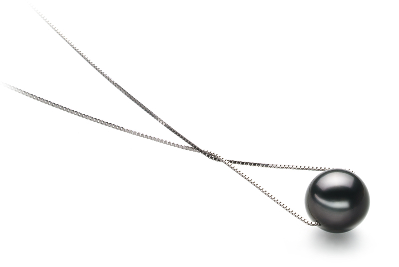 Anhänger mit schwarzen, 9-10mm großen Tihitianischen Perlen in AA-Qualität , Christina