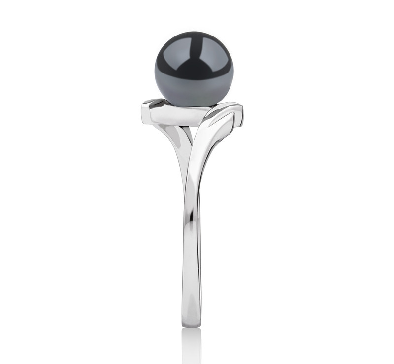 Ring mit schwarzen, 6-7mm großen Janischen Akoya Perlen in AAA-Qualität , Daron