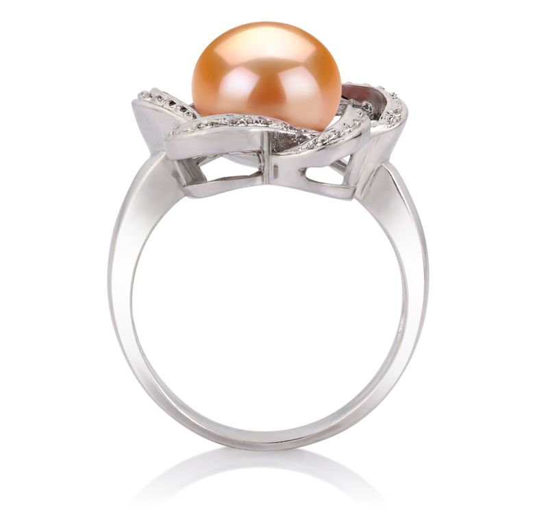 Ring mit rosafarbenen, 9-10mm großen Süßwasserperlen in AA-Qualität , Flora