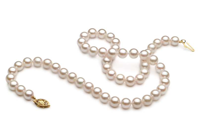 Halskette mit weißen, 6-7mm großen Chinesischen Akoya Perlen in A+-Qualität , Franziska