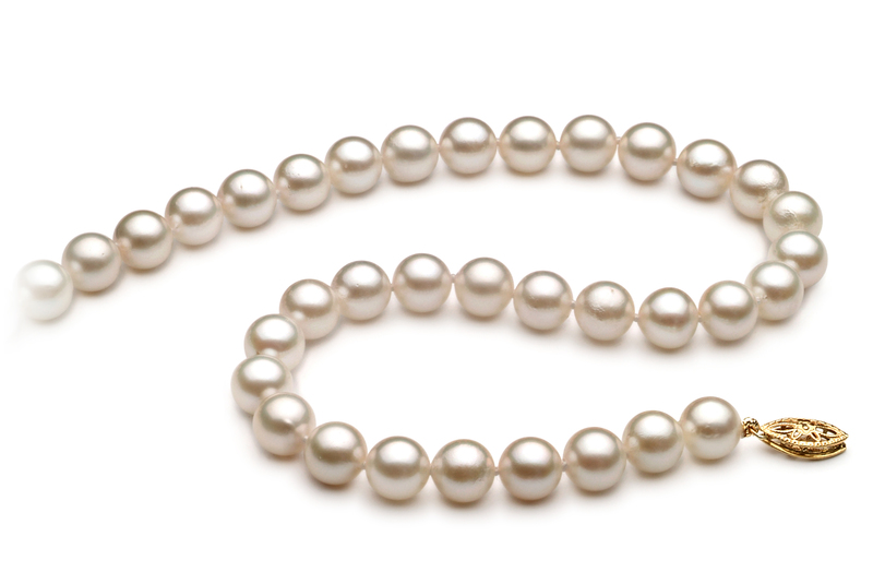 Halskette mit weißen, 7-8mm großen Chinesischen Akoya Perlen in A+-Qualität , Frederike