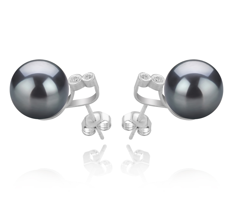 Paar Ohrringe mit schwarzen, 10-11mm großen Tihitianischen Perlen in AAA-Qualität , Hailey