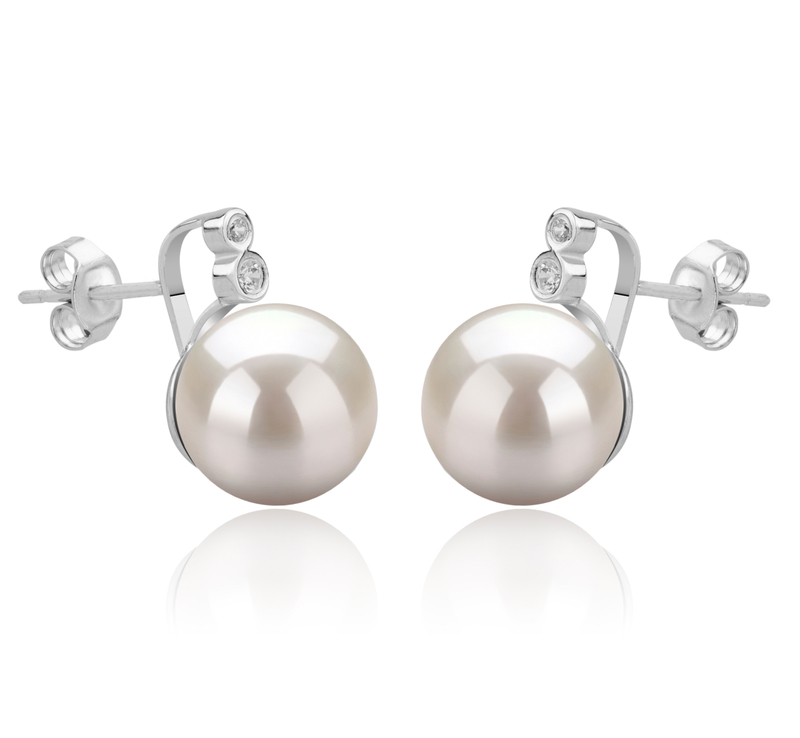 Paar Ohrringe mit weißen, 10-11mm großen Süßwasserperlen in AAAA-Qualität , Hailey