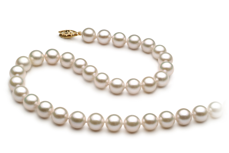 Halskette mit weißen, 7-8mm großen Chinesischen Akoya Perlen in AA+-Qualität , Heike