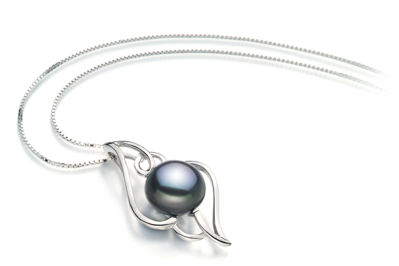 12-13mm AA Quality Freshwater Cultured Pearl Pendant in Hannah Black