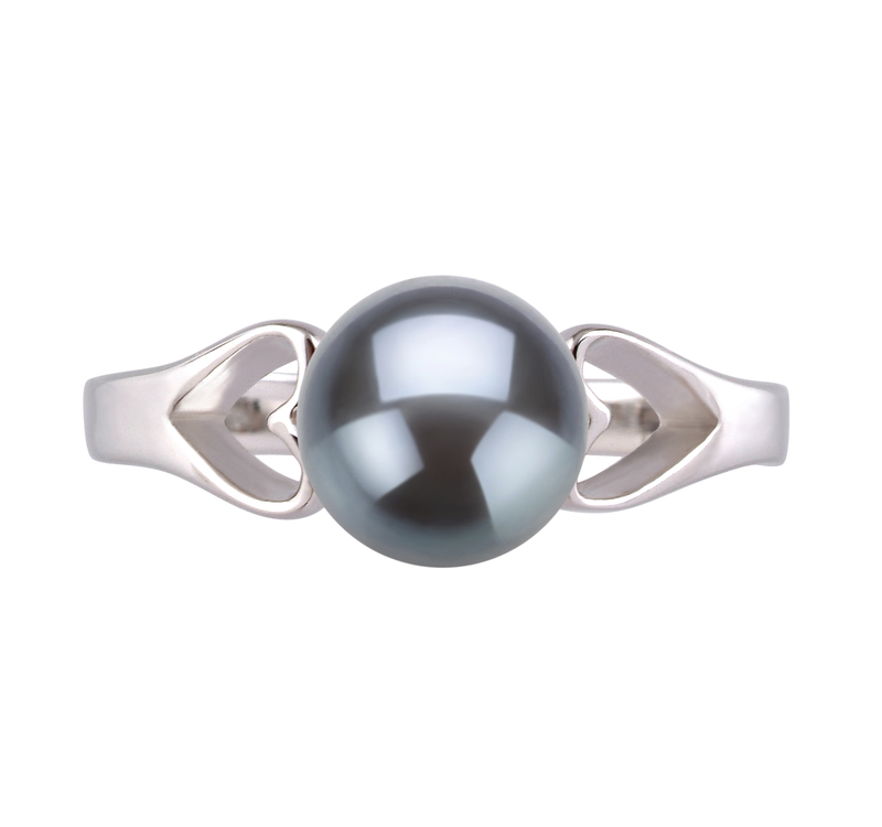 Ring mit schwarzen, 6-7mm großen Süßwasserperlen in AA-Qualität , Jessica