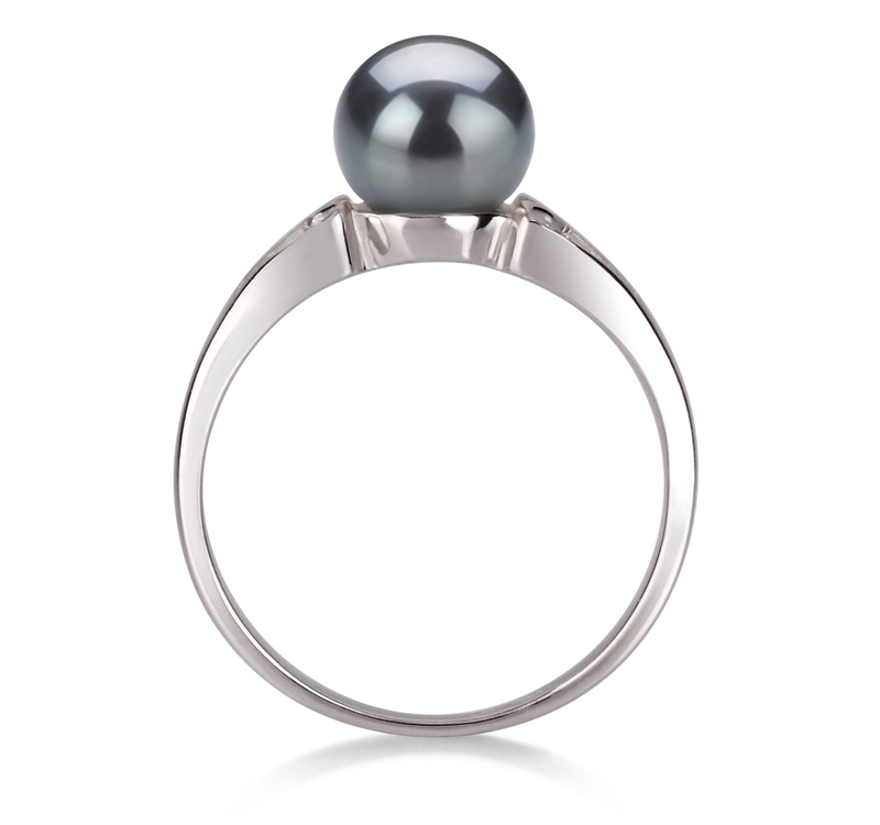 Ring mit schwarzen, 6-7mm großen Süßwasserperlen in AA-Qualität , Jessica