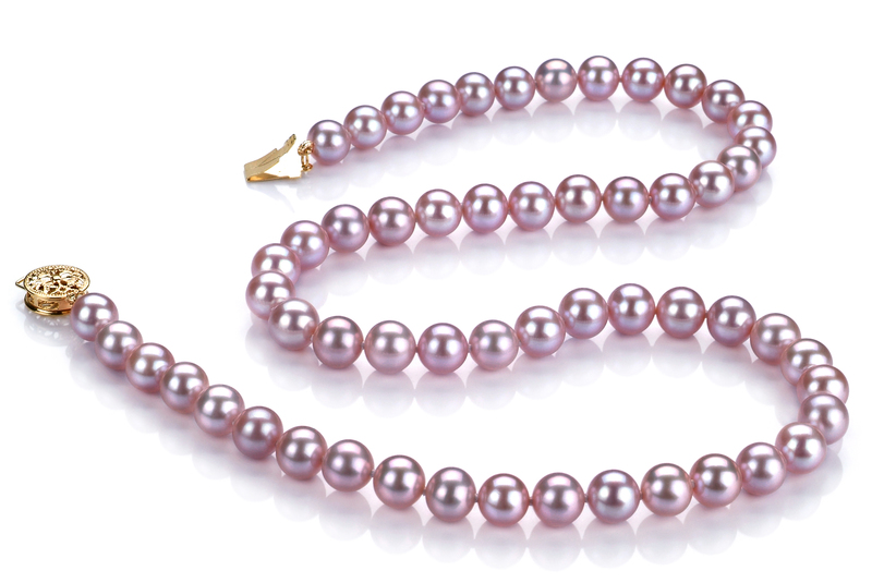 Halskette mit lavendelfarbenen, 6-6.5mm großen Süßwasserperlen in AAAA-Qualität , Jolien