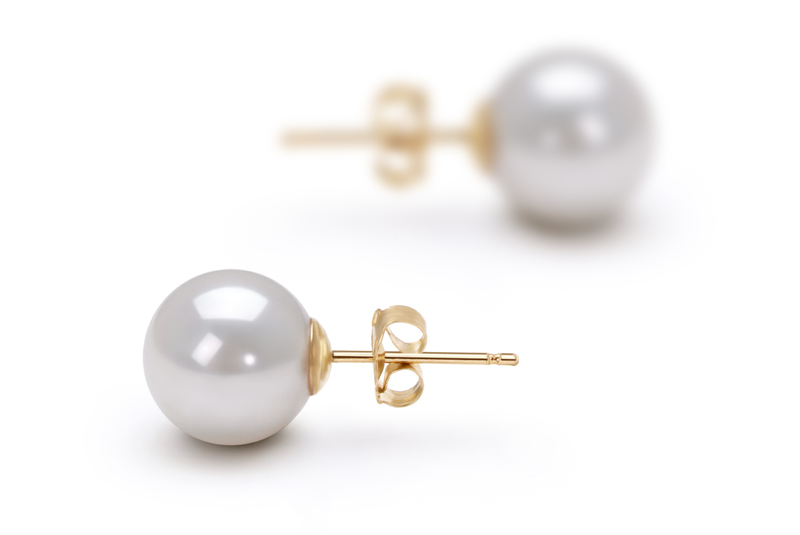 Paar Ohrringe mit weißen, 8.5-9mm großen Janischen Akoya Perlen in AAA-Qualität , Josefa