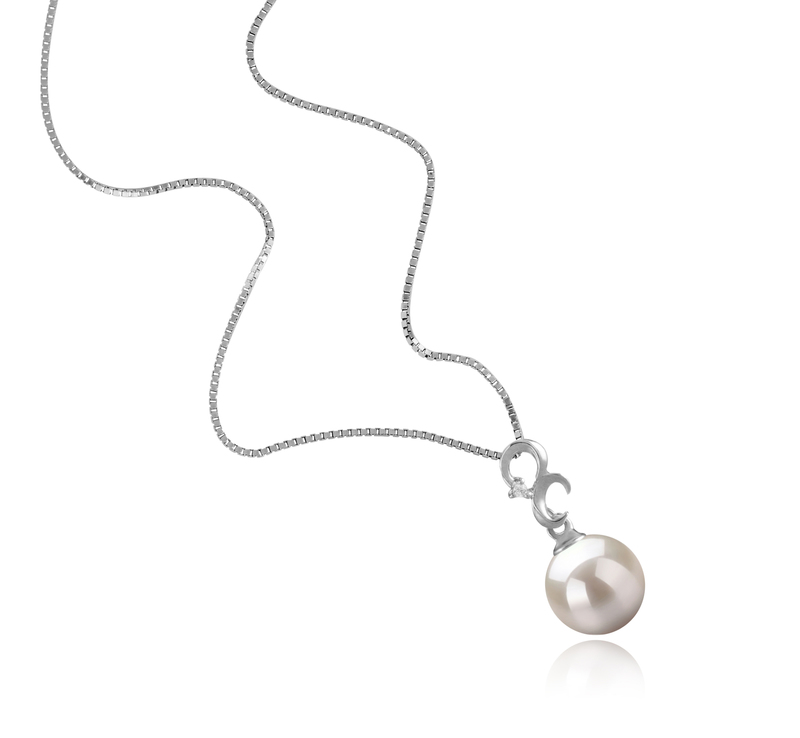 8-9mm AA Quality Japanese Akoya Cultured Pearl Pendant in Kacey White