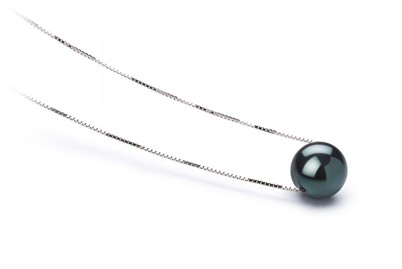 Anhänger mit schwarzen, 7-8mm großen Janischen Akoya Perlen in AAA-Qualität , Kristine