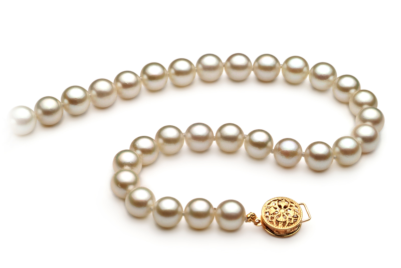 Halskette mit weißen, 6-7mm großen Janischen Akoya Perlen in AA-Qualität , Keike