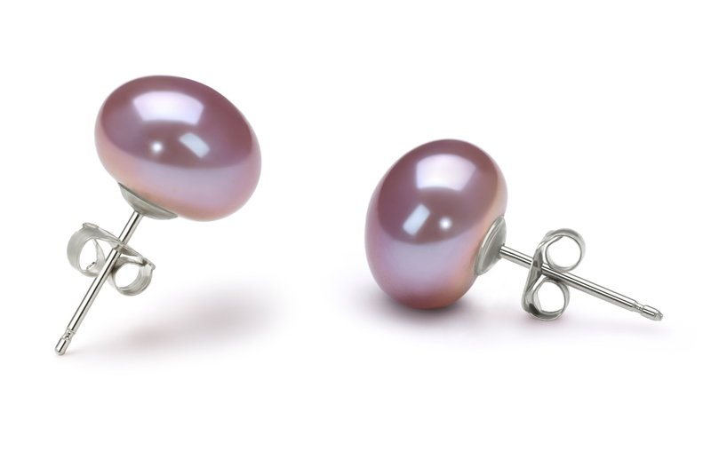 Paar Ohrringe mit lavendelfarbenen, 9-10mm großen Süßwasserperlen in AA-Qualität , Leia