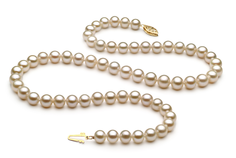 Halskette mit weißen, 6-7mm großen Süßwasserperlen in AA-Qualität , Letifee
