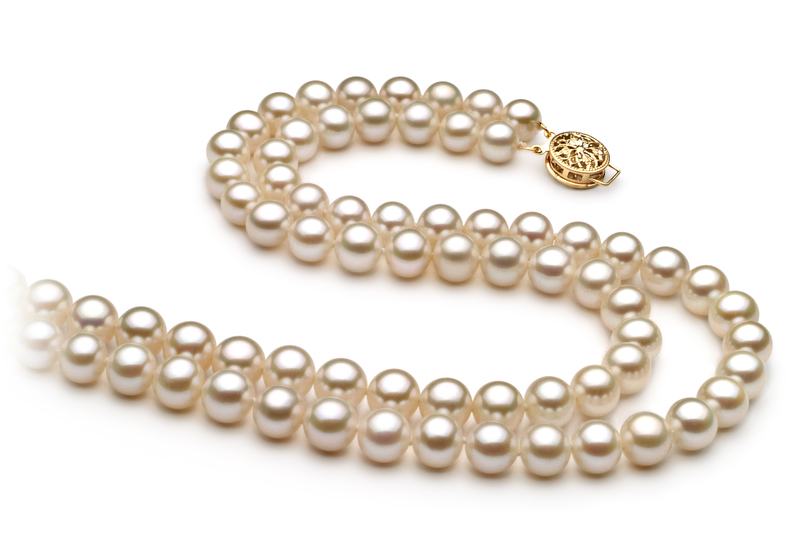 Halskette mit weißen, 6-7mm großen Süßwasserperlen in AA-Qualität , Liah