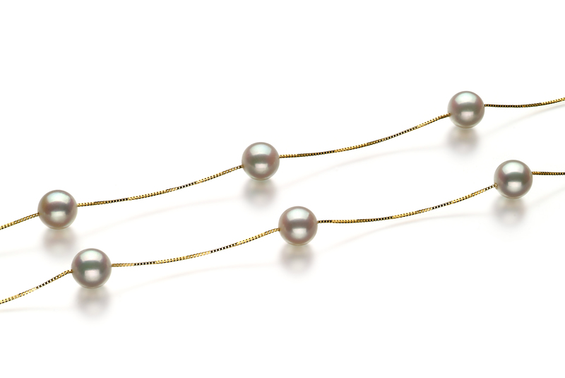 Halskette mit weißen, 6-7mm großen Janischen Akoya Perlen in AA-Qualität , Lilly