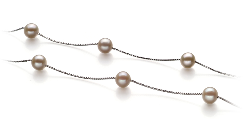 Halskette mit weißen, 7-8mm großen Süßwasserperlen in AA-Qualität , Lilly
