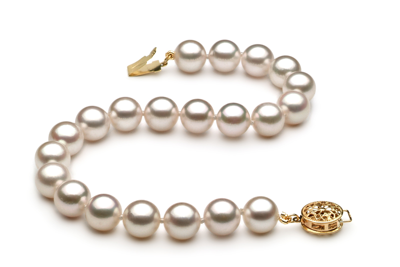 Armreifen mit weißen, 7.5-8mm großen Janischen Akoya Perlen in AA-Qualität , Malisa