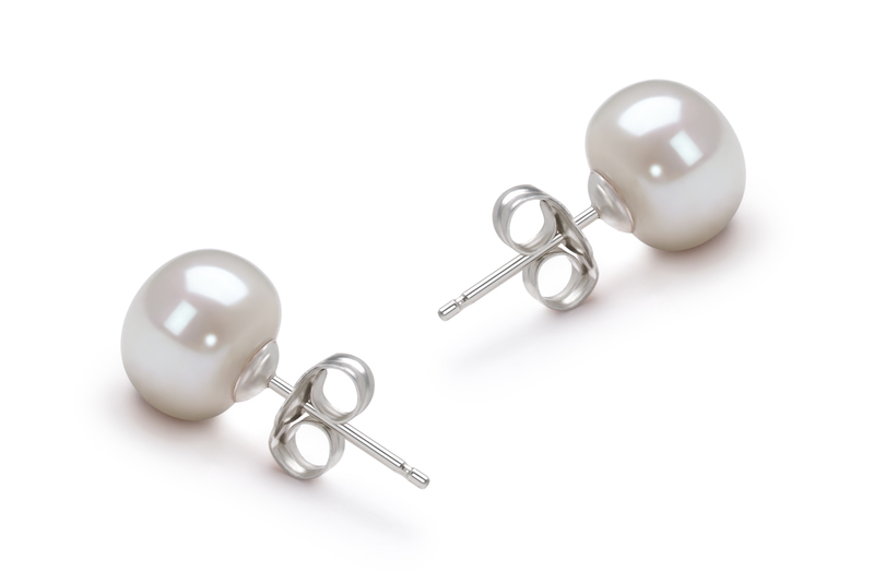 7-8mm AA-Qualität Süßwasser Paar Ohrringe in Marja Weiß