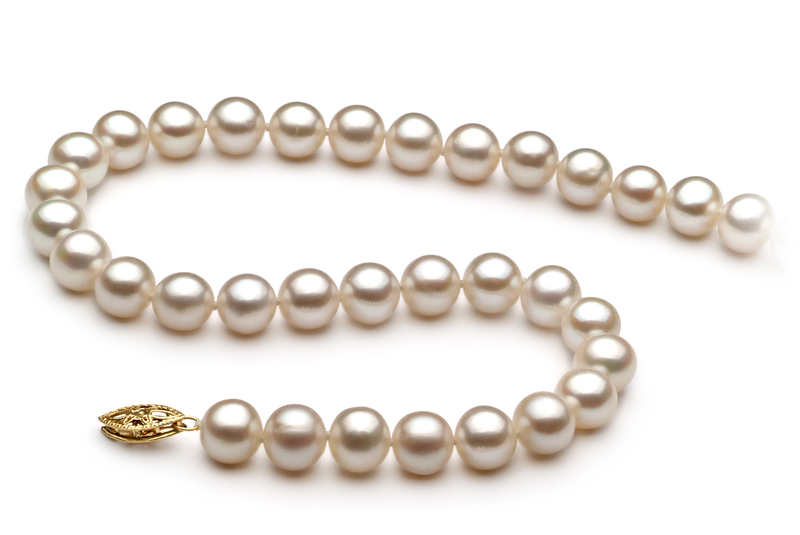 Halskette mit weißen, 7.5-8.5mm großen Süßwasserperlen in AA-Qualität , Marjam