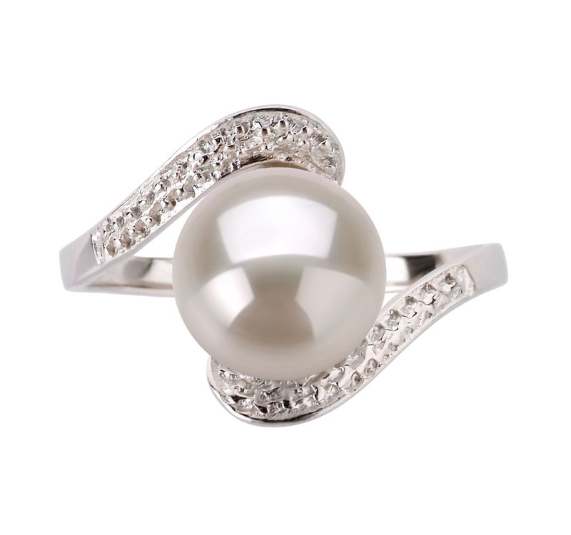 Ring mit weißen, 9-10mm großen Süßwasserperlen in AA-Qualität , Marlene