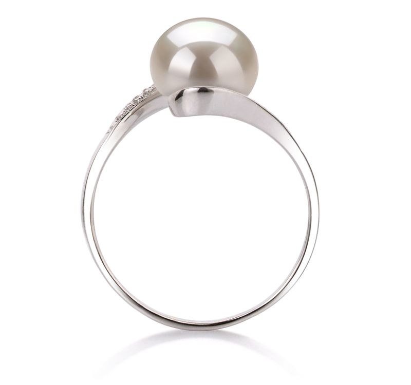 Ring mit weißen, 9-10mm großen Süßwasserperlen in AA-Qualität , Marlene
