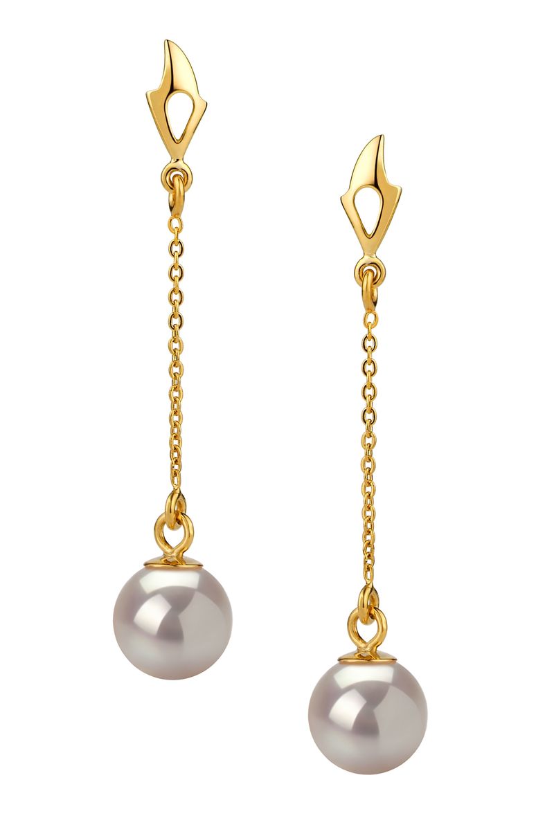 6-7mm AA Quality Japanese Akoya Cultured Pearl Earring Pair in Misha White