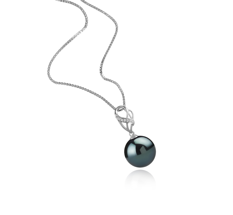 Anhänger mit schwarzen, 11-12mm großen Tihitianischen Perlen in AAA-Qualität , Moira