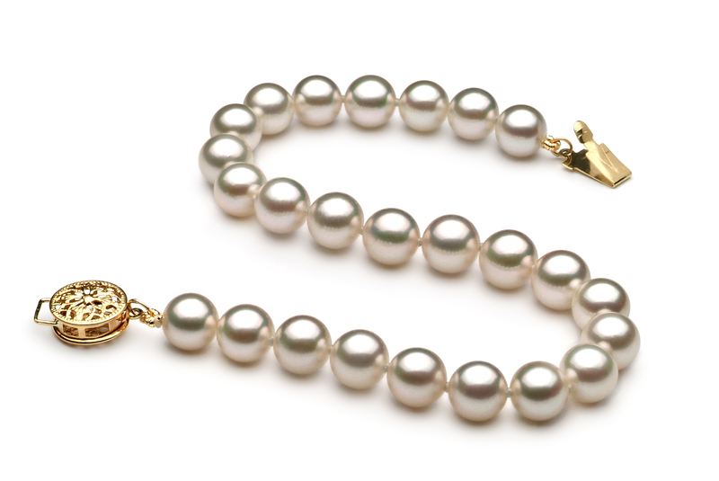 Armreifen mit weißen, 6.5-7mm großen Janischen Akoya Perlen in AAA-Qualität , Neeltje