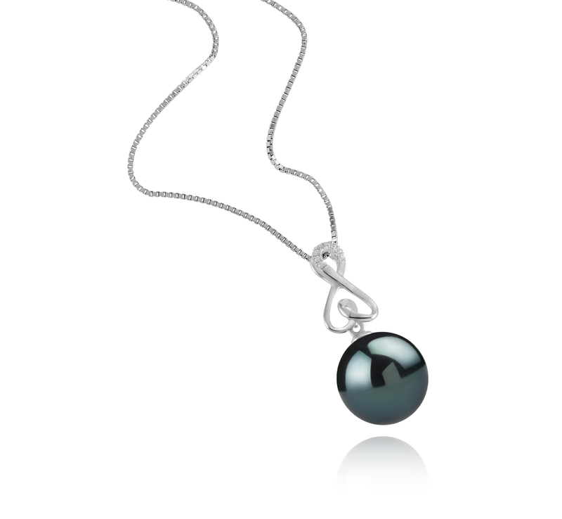 Anhänger mit schwarzen, 12-13mm großen Tihitianischen Perlen in AAA-Qualität , Patsy