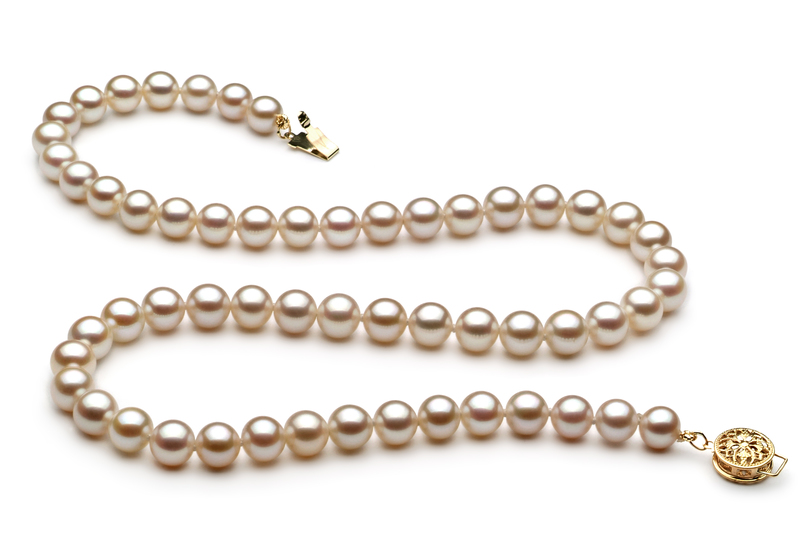Halskette mit weißen, 6-7mm großen Süßwasserperlen in AAA-Qualität , Paula