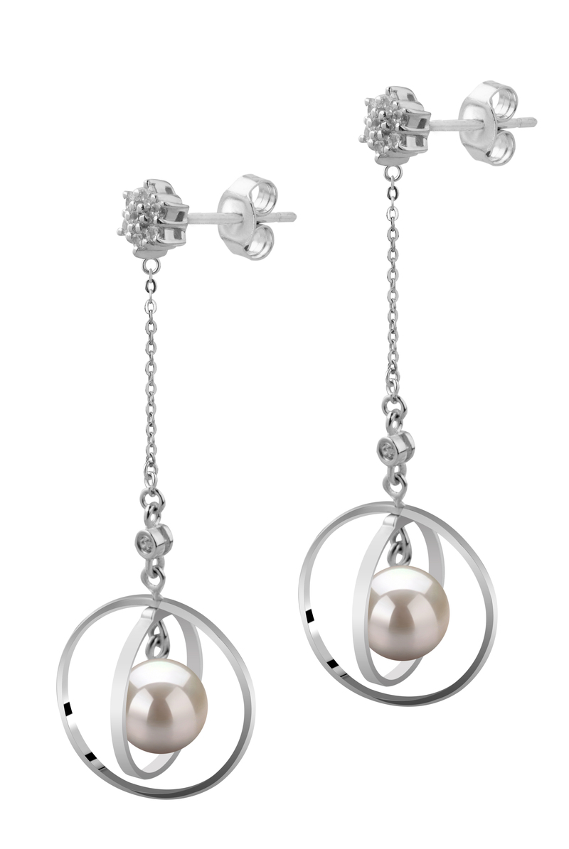 Paar Ohrringe mit weißen, 6-7mm großen Janischen Akoya Perlen in AA-Qualität , Paula