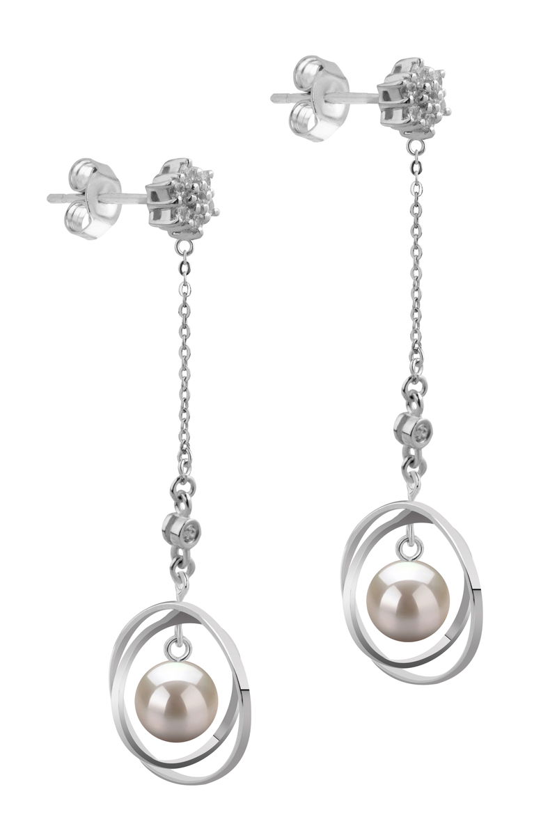 Paar Ohrringe mit weißen, 6-7mm großen Janischen Akoya Perlen in AA-Qualität , Paula