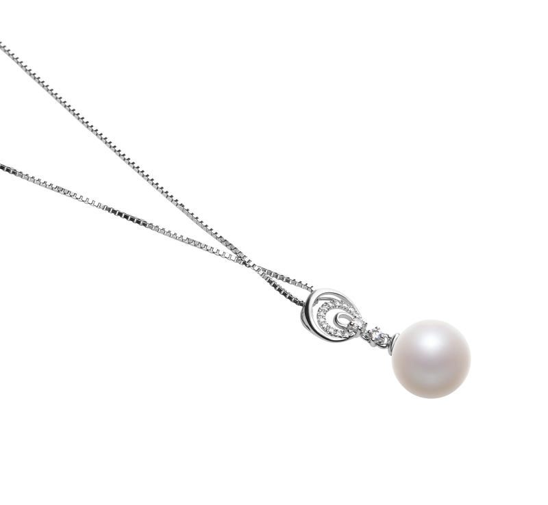 10-11mm AAAA Quality Freshwater Cultured Pearl Pendant in Meredith White