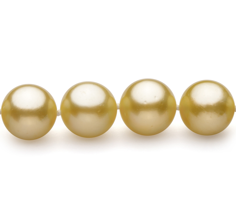 Halskette mit goldfarbenen, 9-11.7mm großen Südseeperlen in AAA-Qualität
