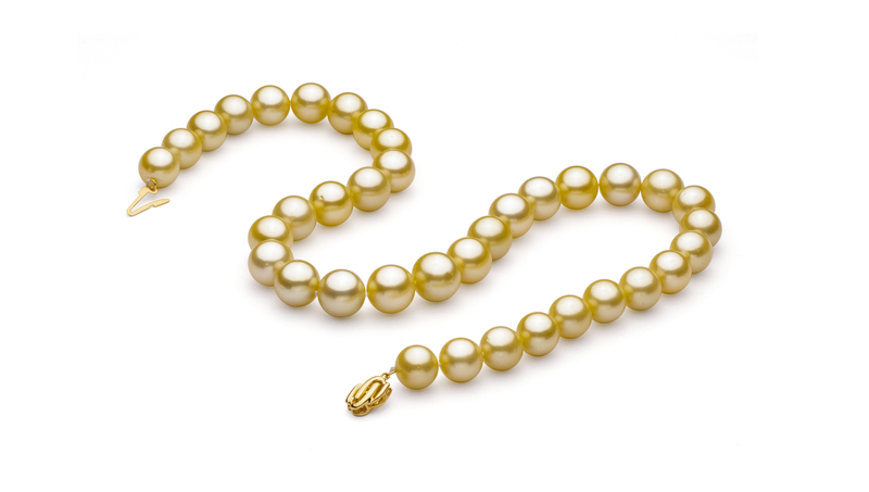 Halskette mit goldfarbenen, 10.89-12.75mm großen Südseeperlen in AAA-Qualität