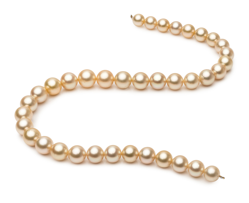 Halskette mit goldfarbenen, 9.6-12.6mm großen Südseeperlen in AA+-Qualität , 18-Zoll