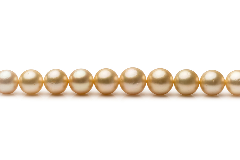 Halskette mit goldfarbenen, 9.6-12.6mm großen Südseeperlen in AA+-Qualität , 18-Zoll