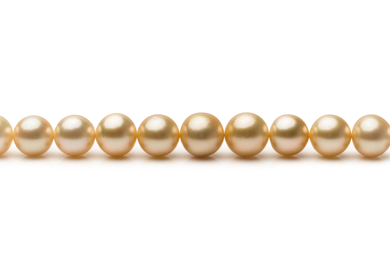 Halskette mit goldfarbenen, 9.3-13.2mm großen Südseeperlen in AA+-Qualität , 18-Zoll