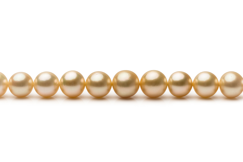 Halskette mit goldfarbenen, 9.3-13.2mm großen Südseeperlen in AA+-Qualität , 18-Zoll