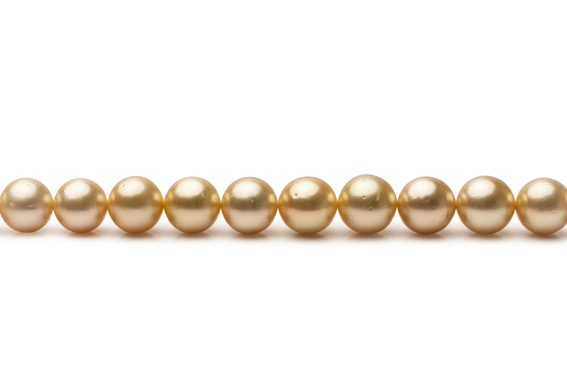 Halskette mit goldfarbenen, 9.5-11.9mm großen Südseeperlen in AA-Qualität , 18-Zoll