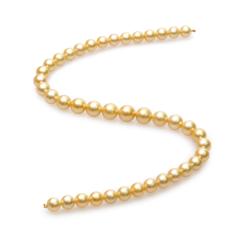 Halskette mit goldfarbenen, 9-12mm großen Südseeperlen in AA-Qualität , 18-Zoll