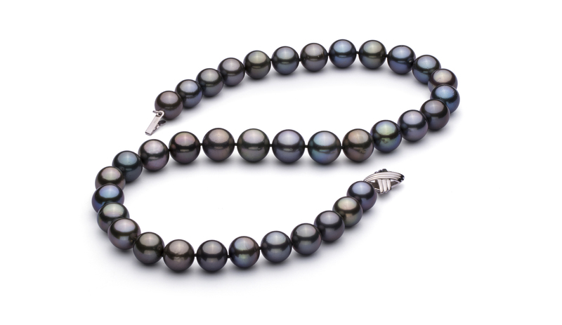Halskette mit mehrfarbigen, 11.07-12.9mm großen Tihitianischen Perlen in AAA-Qualität