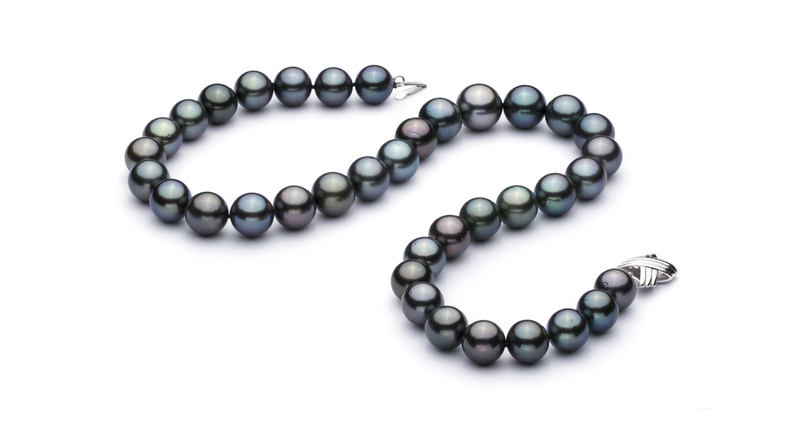 Halskette mit mehrfarbigen, 11.1-14.6mm großen Tihitianischen Perlen in AA+-Qualität