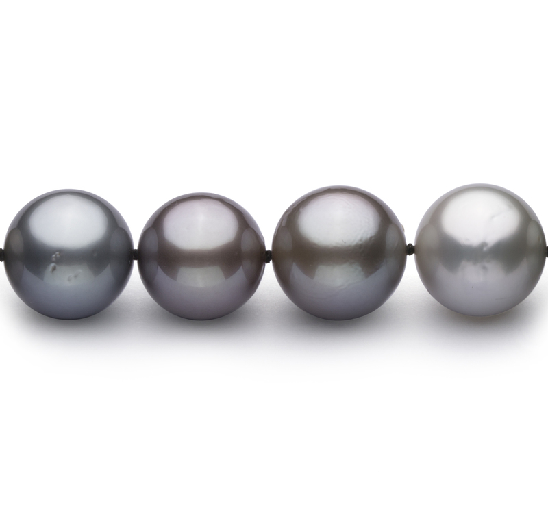 Halskette mit mehrfarbigen, 11-14.6mm großen Tihitianischen Perlen in AAA-Qualität