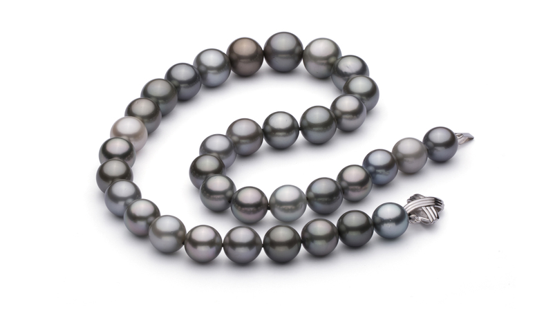 Halskette mit mehrfarbigen, 9.22-13.87mm großen Tihitianischen Perlen in AA+-Qualität