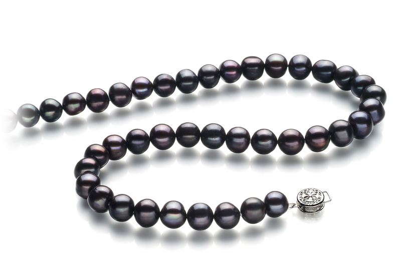 Halskette mit schwarzen, 10-11mm großen Süßwasserperlen in AA-Qualität