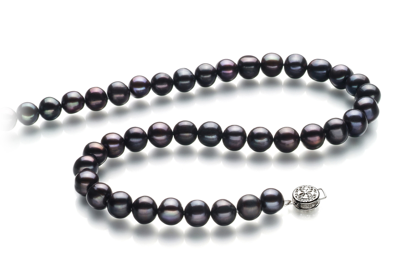 10-11mm AA Quality Freshwater Cultured Pearl Necklace in Black
