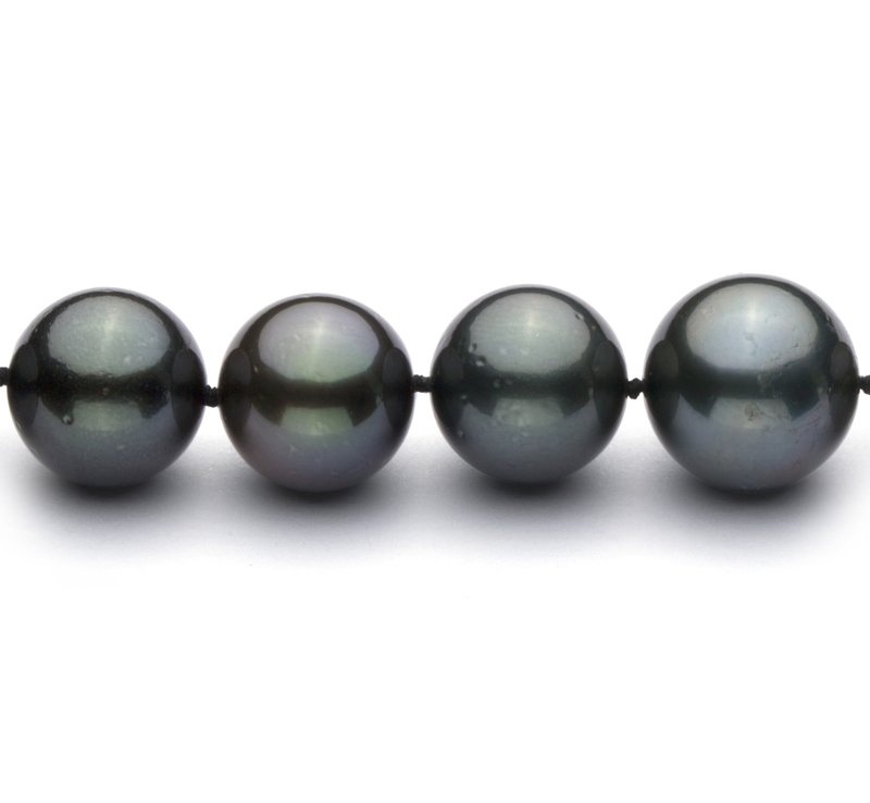 Halskette mit schwarzen, 11-13.5mm großen Tihitianischen Perlen in AA+-Qualität